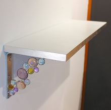 Load image into Gallery viewer, glass jewel shelf elements and gilded wooden shelf set