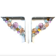 Load image into Gallery viewer, glass jewel shelf elements and gilded wooden shelf set
