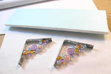 Load image into Gallery viewer, glass jewel shelf elements and gilded wooden shelf set