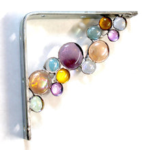 Load image into Gallery viewer, glass jewel shelf elements and gilded wooden shelf set