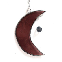 Load image into Gallery viewer, crescent mooncatcher: mauve crackle with black rainbow aura orb