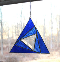 Load image into Gallery viewer, sacred triangles suncatcher: blue