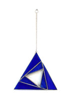 Load image into Gallery viewer, sacred triangles suncatcher: blue