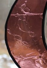 Load image into Gallery viewer, crescent mooncatcher: mauve crackle with black rainbow aura orb
