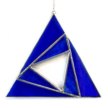 Load image into Gallery viewer, sacred triangles suncatcher: blue