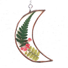 Load image into Gallery viewer, crescent moon with pressed flowers - option E