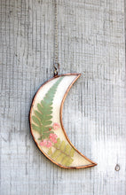 Load image into Gallery viewer, crescent moon with pressed flowers - option E