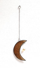 Load image into Gallery viewer, crescent mooncatcher: mauve crackle with black rainbow aura orb