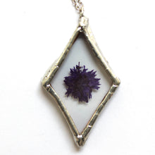 Load image into Gallery viewer, pressed flower in glass pendant necklace - option H