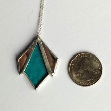 Load image into Gallery viewer, art deco diamond 3-piece stained glass and mirror pendant necklace