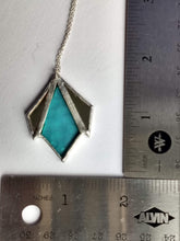 Load image into Gallery viewer, art deco diamond 3-piece stained glass and mirror pendant necklace