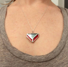 Load image into Gallery viewer, art deco 4-piece "triangle illusion" stained glass and mirror pendant necklace