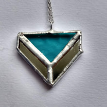 Load image into Gallery viewer, art deco 4-piece "triangle illusion" stained glass and mirror pendant necklace