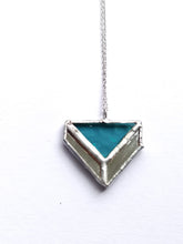 Load image into Gallery viewer, art deco 4-piece "triangle illusion" stained glass and mirror pendant necklace