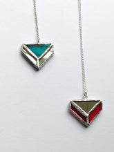Load image into Gallery viewer, art deco 4-piece "triangle illusion" stained glass and mirror pendant necklace