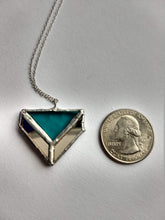 Load image into Gallery viewer, art deco 4-piece "triangle illusion" stained glass and mirror pendant necklace