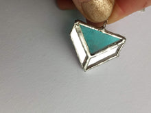 Load image into Gallery viewer, art deco 4-piece "triangle illusion" stained glass and mirror pendant necklace