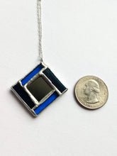 Load image into Gallery viewer, art deco modern "box" stained glass and mirror pendant necklace