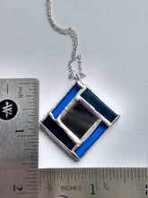 Load image into Gallery viewer, art deco modern "box" stained glass and mirror pendant necklace