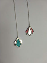 Load image into Gallery viewer, art deco diamond 3-piece stained glass and mirror pendant necklace