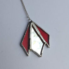 Load image into Gallery viewer, art deco diamond 3-piece stained glass and mirror pendant necklace