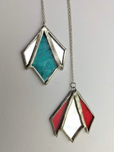 Load image into Gallery viewer, art deco diamond 3-piece stained glass and mirror pendant necklace