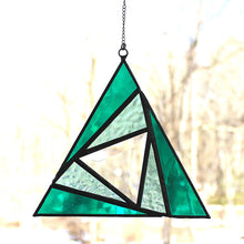 Load image into Gallery viewer, sacred triangles suncatcher: teal