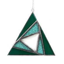 Load image into Gallery viewer, sacred triangles suncatcher: teal