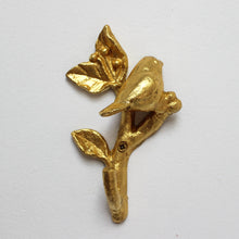 Load image into Gallery viewer, gilded wall hook: bird on branch