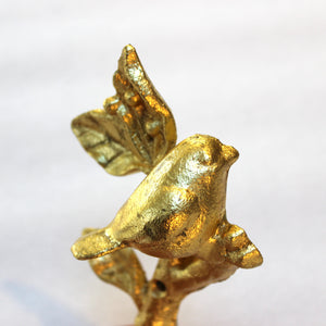 gilded wall hook: bird on branch