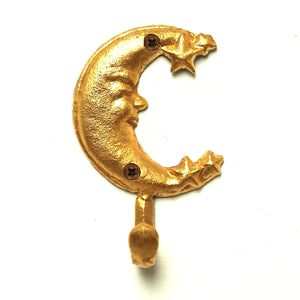 gilded wall hook: moon