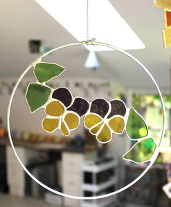 Pansies hoop suncatcher
