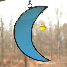 Load image into Gallery viewer, crescent mooncatcher: sky blue with sunshine aura orb