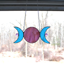 Load image into Gallery viewer, divine moon trio suncatcher: purple moon