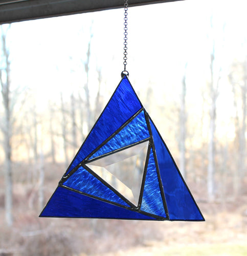 sacred triangles suncatcher: blue