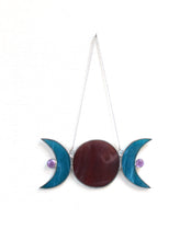 Load image into Gallery viewer, divine moon trio suncatcher: purple moon