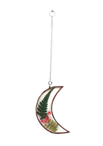 crescent moon with pressed flowers - option E