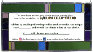 Gift Certificate for Private Suncatcher Workshop - ONE PERSON