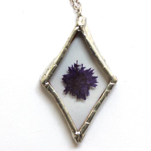 pressed flower in glass pendant necklace - option H
