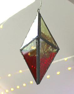 gold leaf energy prism ornament: red/yellow/blue