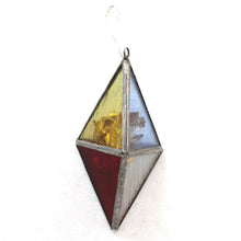 Load image into Gallery viewer, gold leaf energy prism ornament: red/yellow/blue