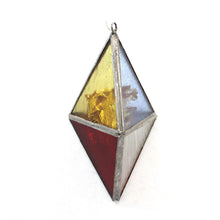 Load image into Gallery viewer, gold leaf energy prism ornament: red/yellow/blue