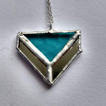 Load image into Gallery viewer, art deco 4-piece &quot;triangle illusion&quot; stained glass and mirror pendant necklace
