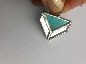 art deco 4-piece "triangle illusion" stained glass and mirror pendant necklace