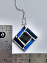 Load image into Gallery viewer, art deco modern &quot;box&quot; stained glass and mirror pendant necklace