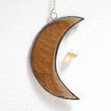 Load image into Gallery viewer, crescent mooncatcher: mustard crackle with tangerine aura orb