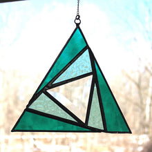 Load image into Gallery viewer, sacred triangles suncatcher: teal